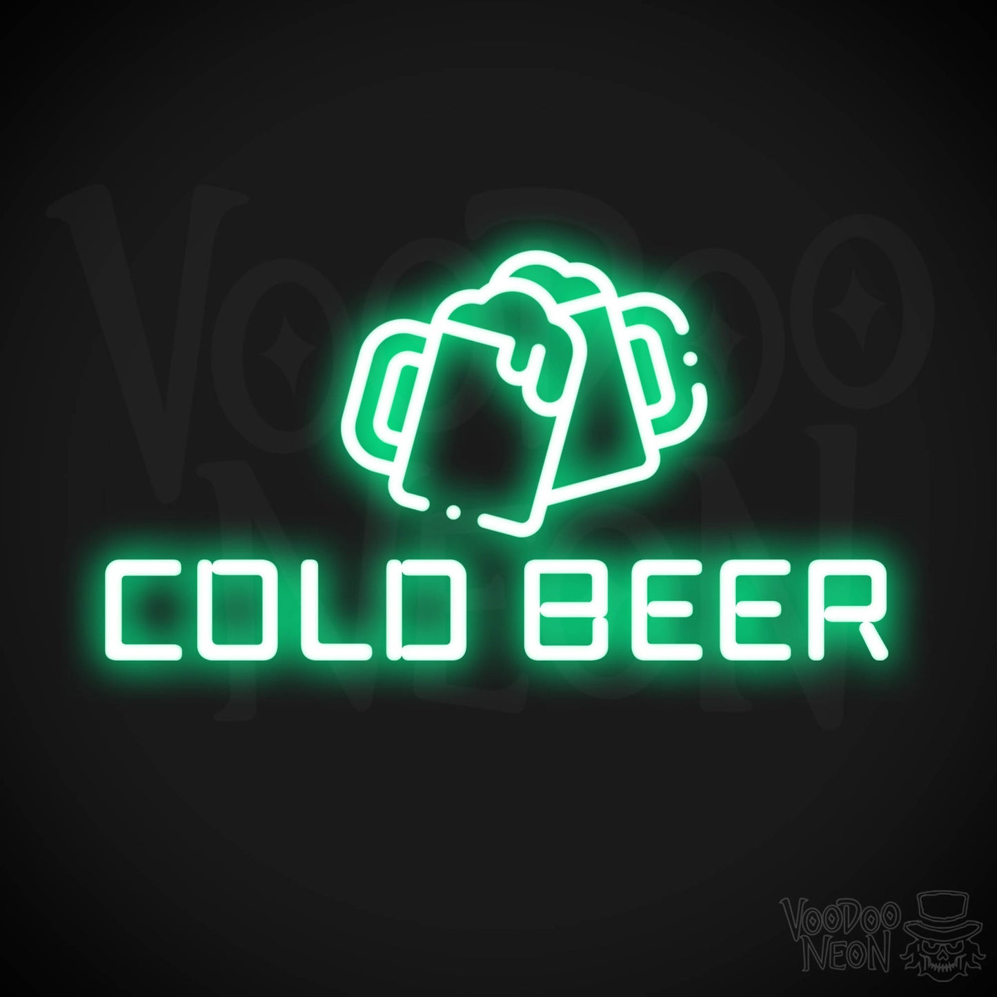Neon Cold Beer Sign - Cold Beer Neon Sign - Bar Signs - Color Green