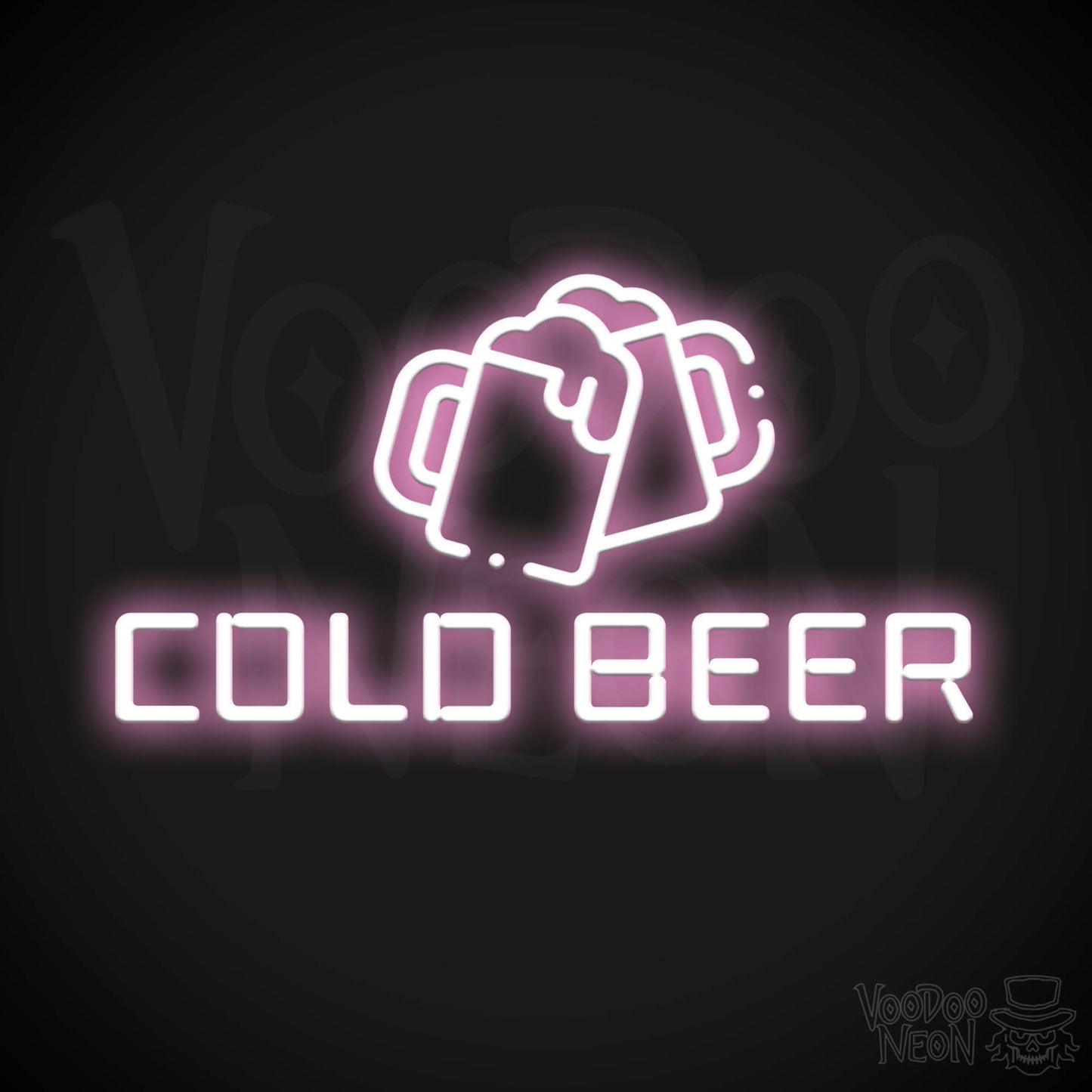 Neon Cold Beer Sign - Cold Beer Neon Sign - Bar Signs - Color Light Pink