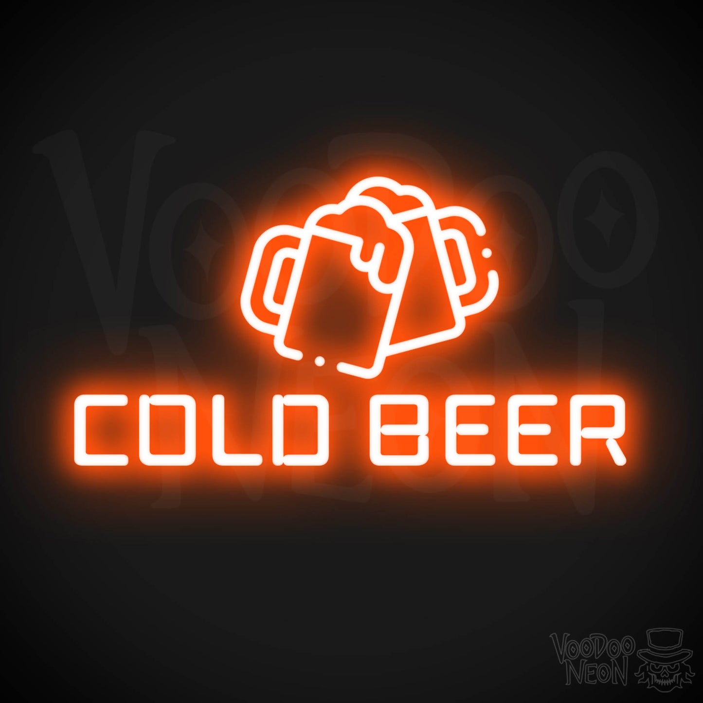 Neon Cold Beer Sign - Cold Beer Neon Sign - Bar Signs - Color Orange