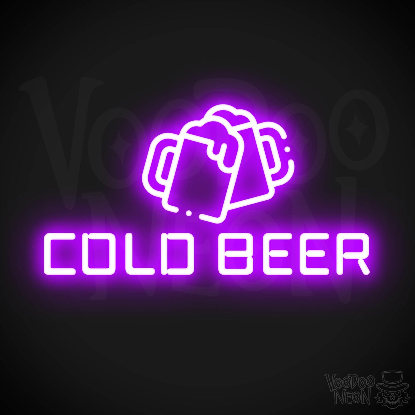 Neon Cold Beer Sign - Cold Beer Neon Sign - Bar Signs - Color Purple