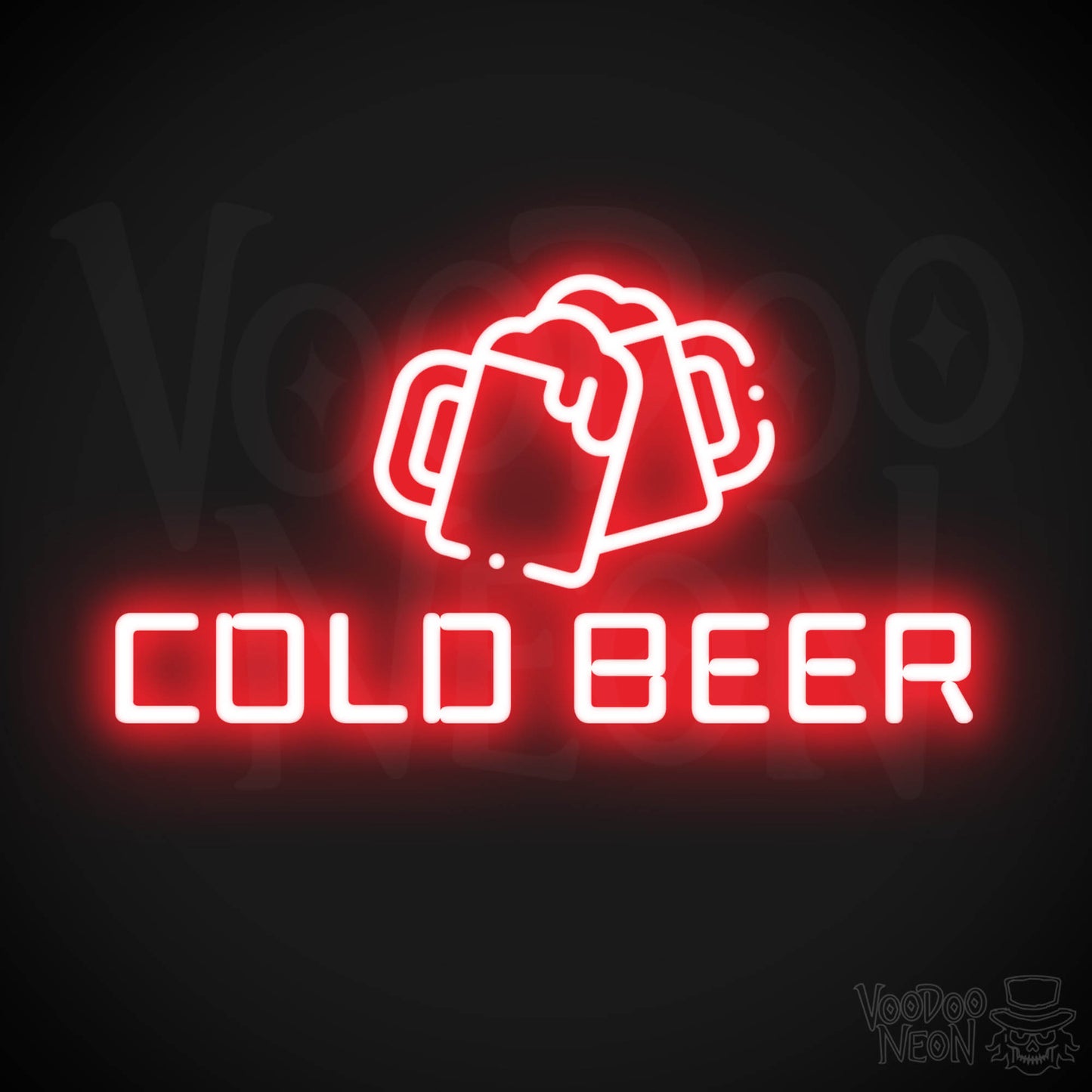 Neon Cold Beer Sign - Cold Beer Neon Sign - Bar Signs - Color Red