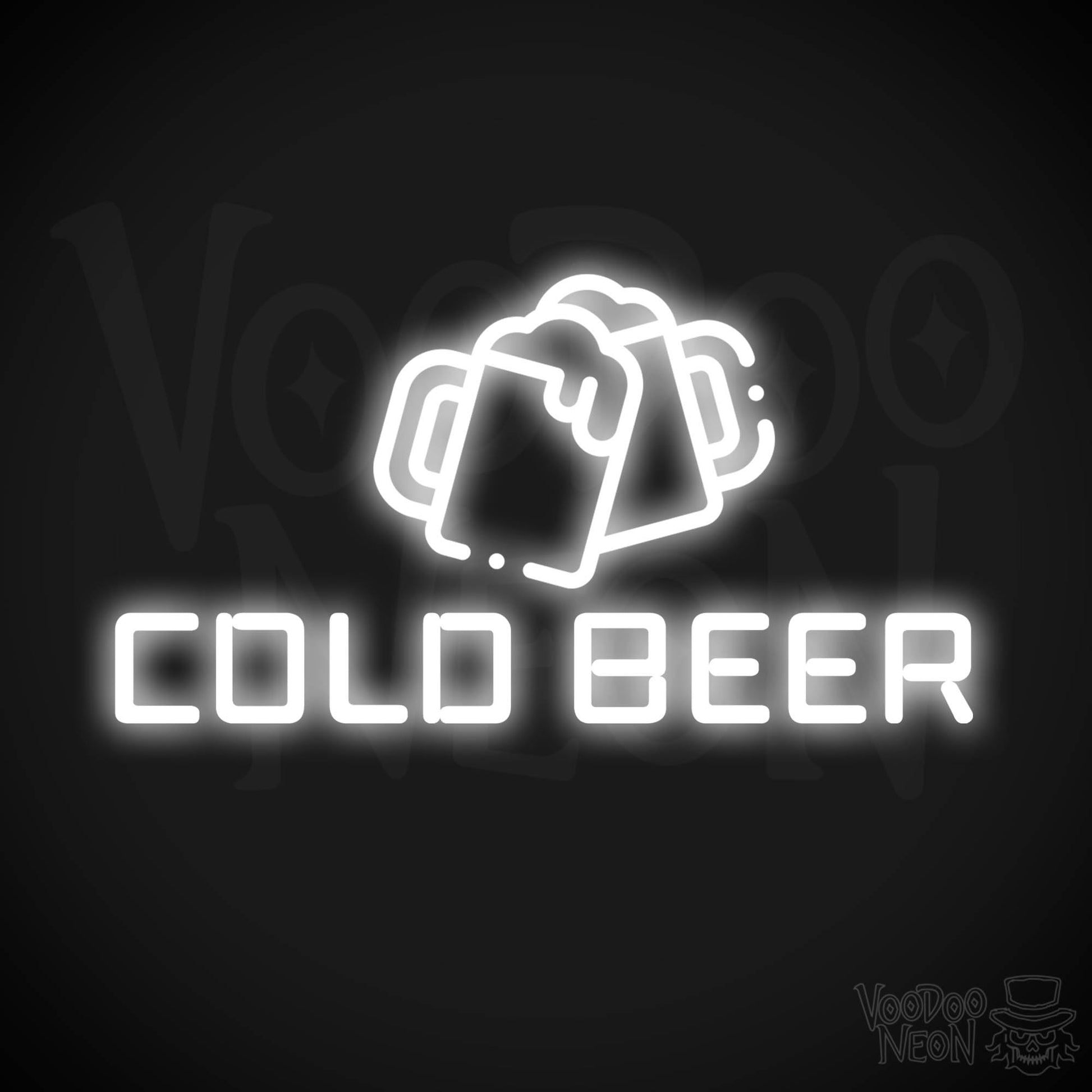 Neon Cold Beer Sign - Cold Beer Neon Sign - Bar Signs - Color White