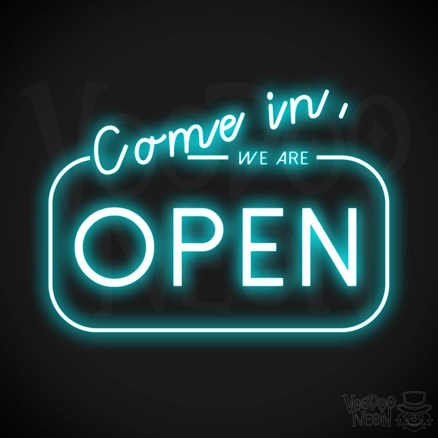 Come In We Are Open Neon Sign - Neon Open Signs - LED Open Signs - Color Ice Blue