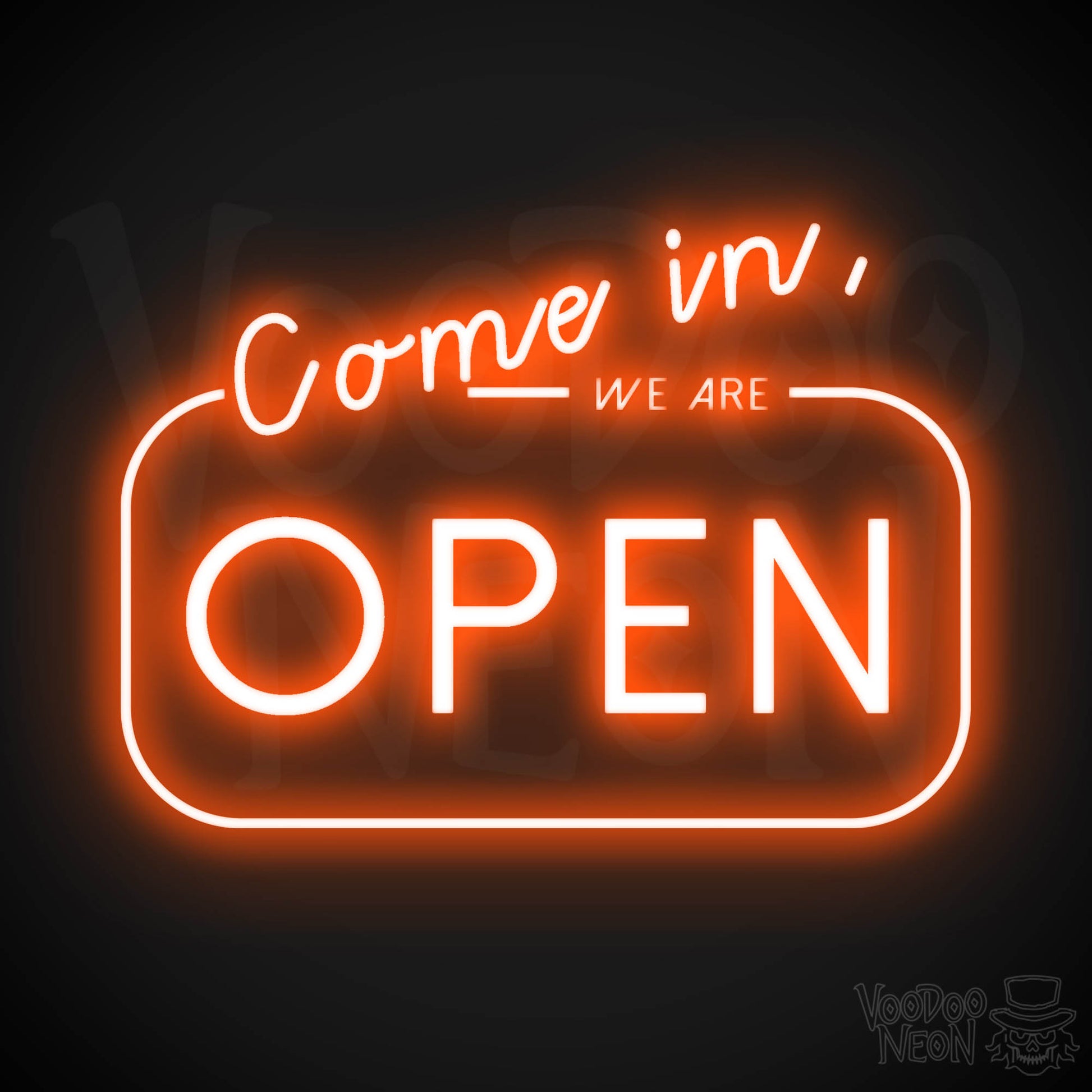 Come In We Are Open Neon Sign - Neon Open Signs - LED Open Signs - Color Orange