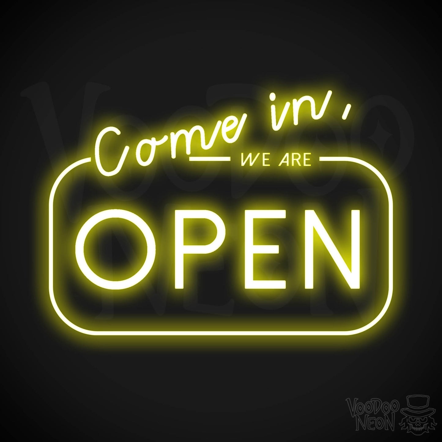 Come In We Are Open Neon Sign - Neon Open Signs - LED Open Signs - Color Yellow