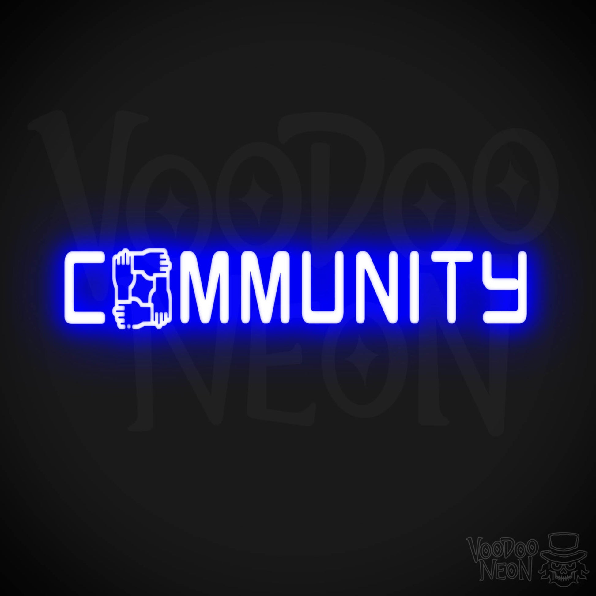 Community Neon Sign - Neon Community Sign - Color Dark Blue
