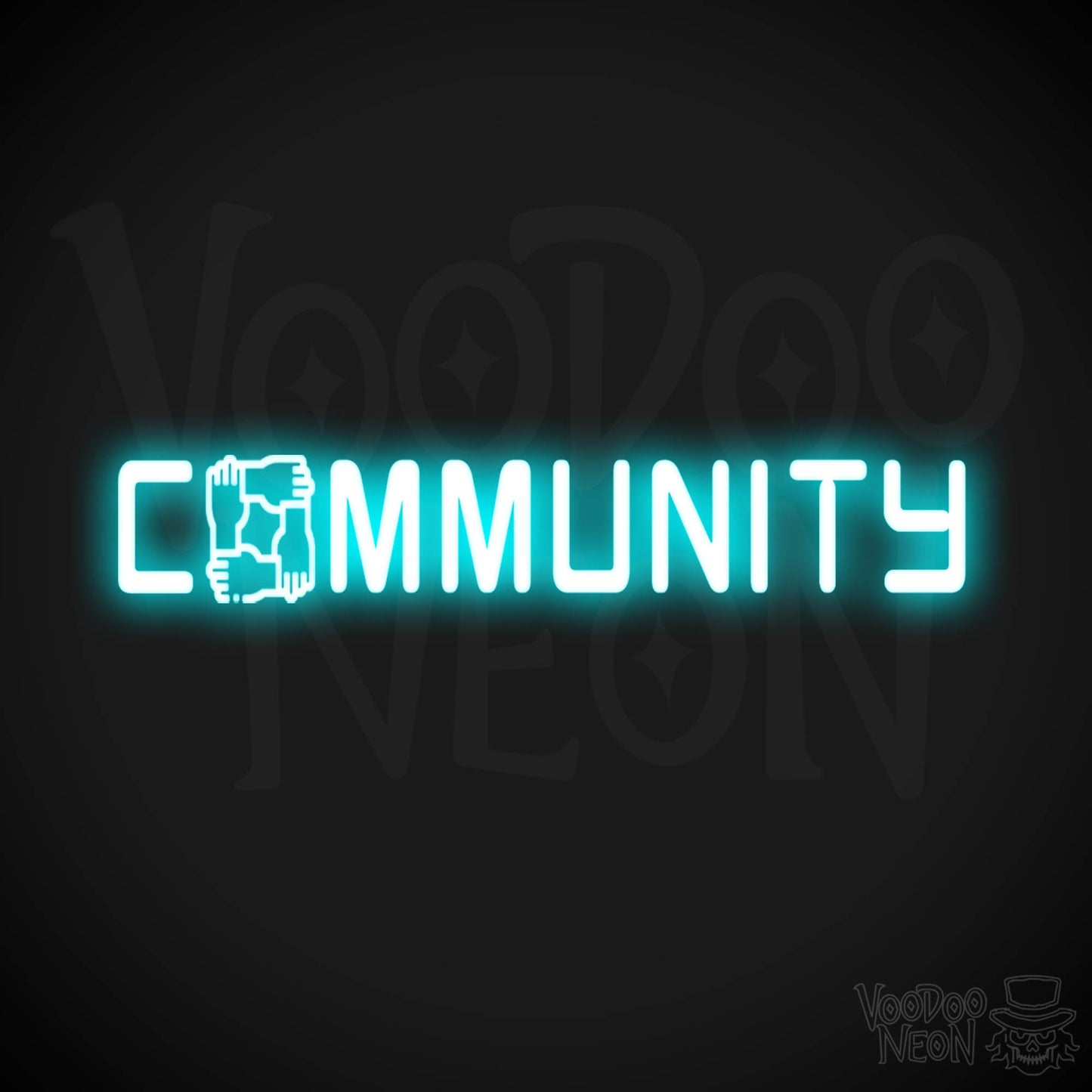 Community Neon Sign - Neon Community Sign - Color Ice Blue