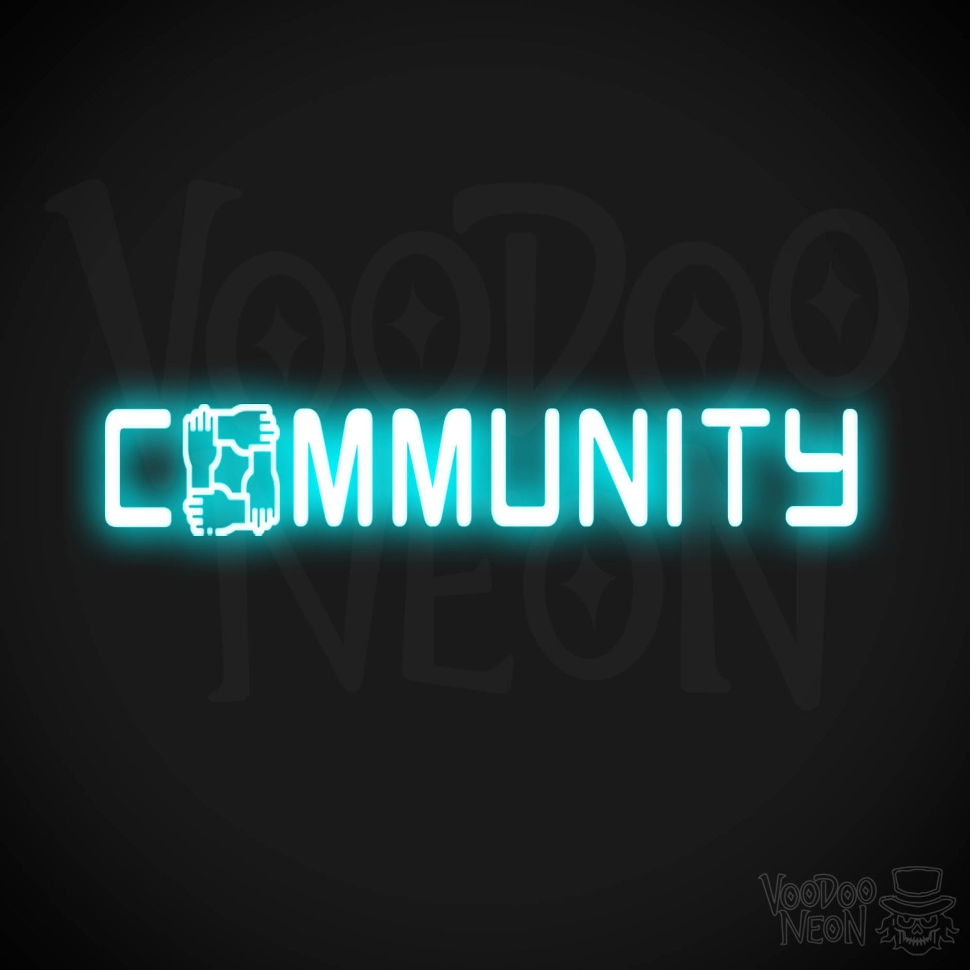 Community Neon Sign - Neon Community Sign - Color Ice Blue