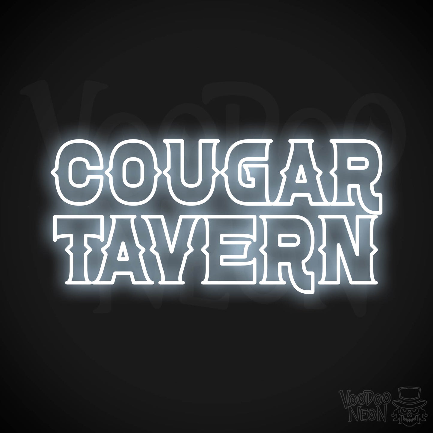 Cougar Tavern Neon Sign - Cool White