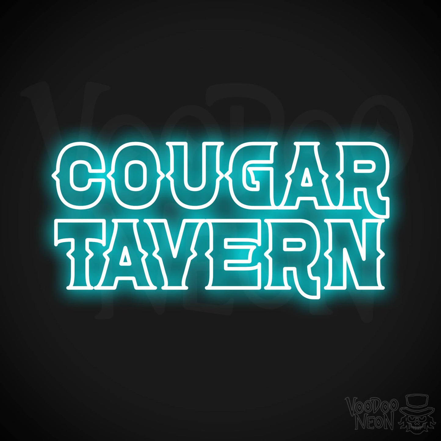 Cougar Tavern Neon Sign - Ice Blue