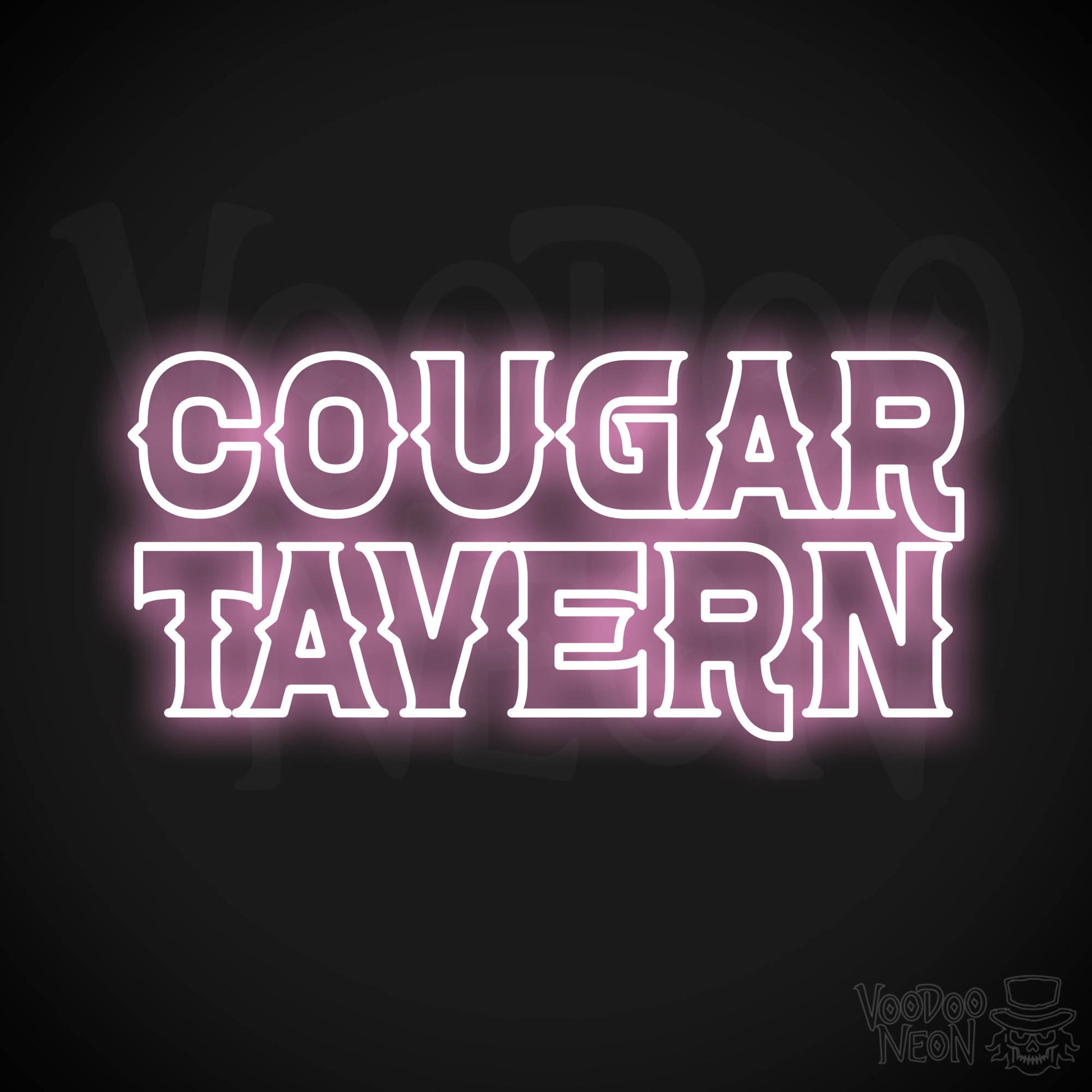 Cougar Tavern Neon Sign - Light Pink