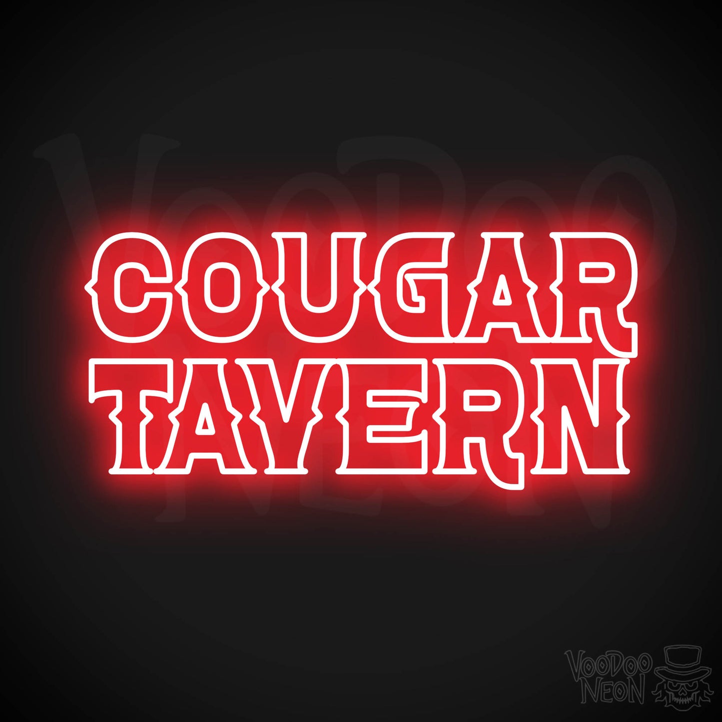 Cougar Tavern Neon Sign - Red