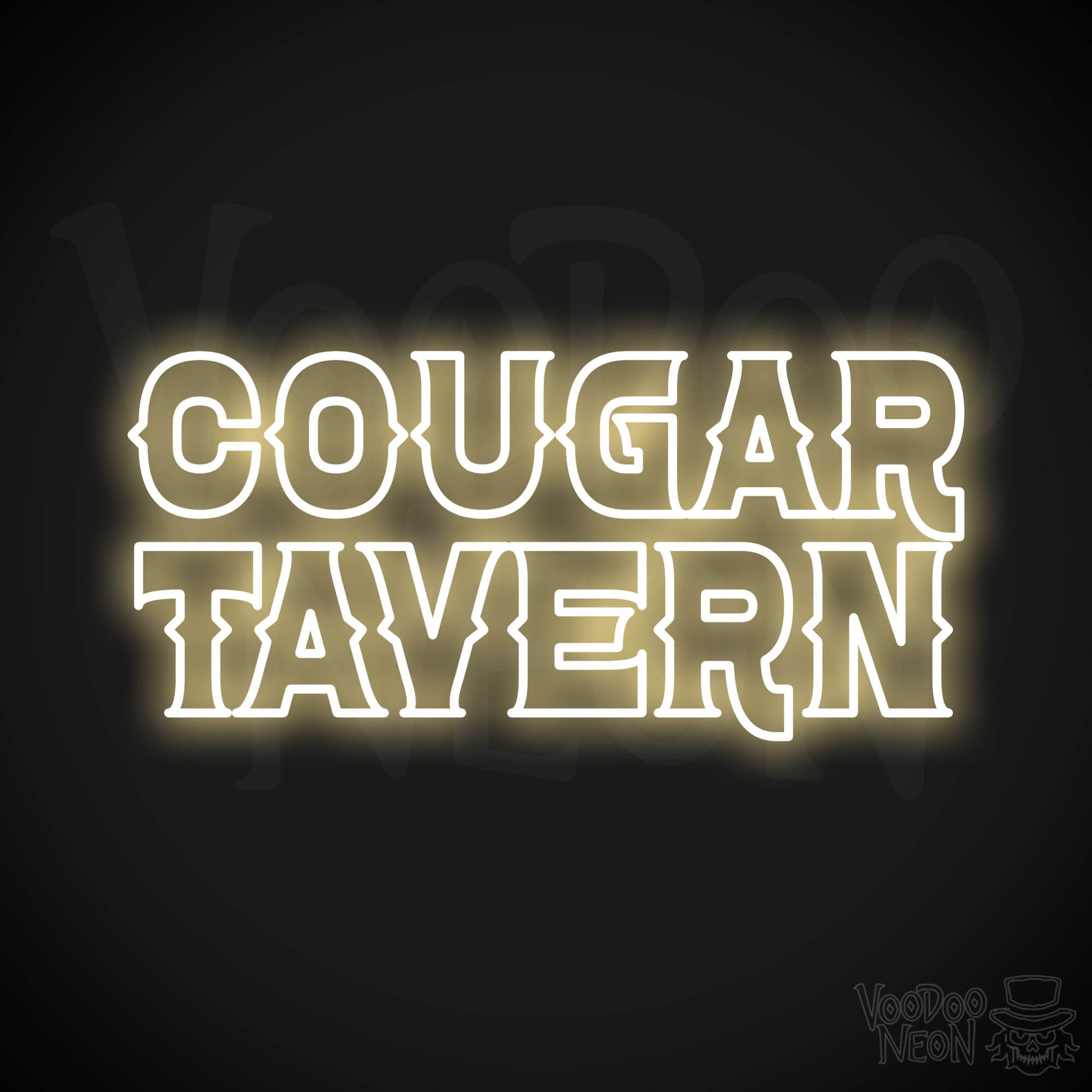 Cougar Tavern Neon Sign - Warm White