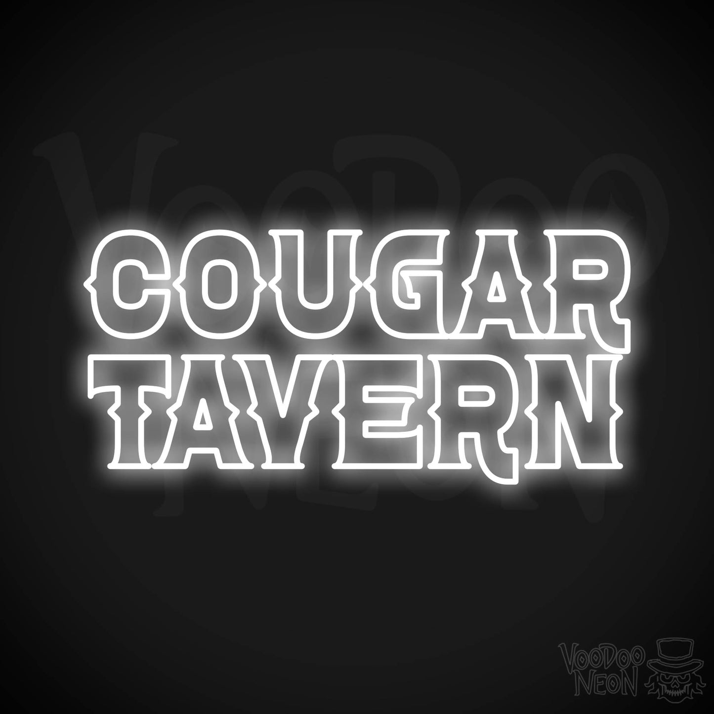 Cougar Tavern Neon Sign - White