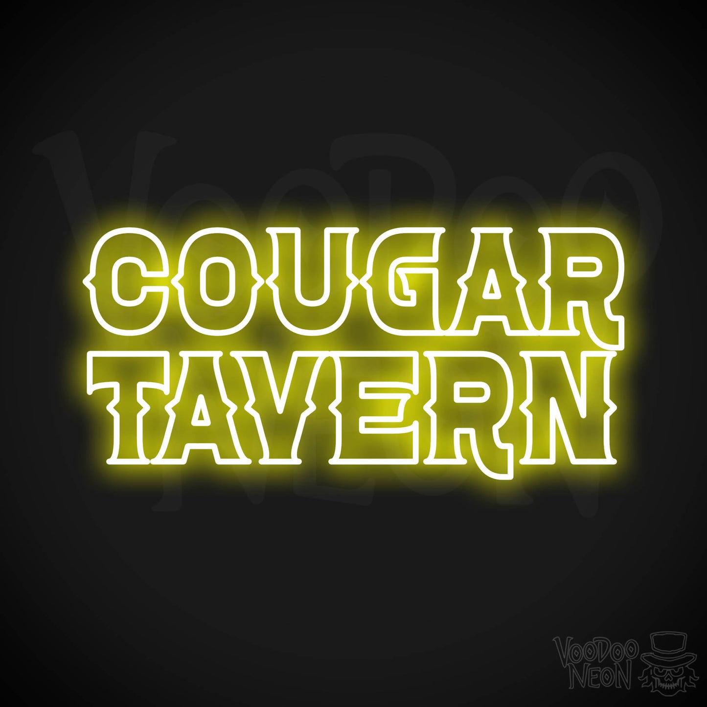 Cougar Tavern Neon Sign - Yellow