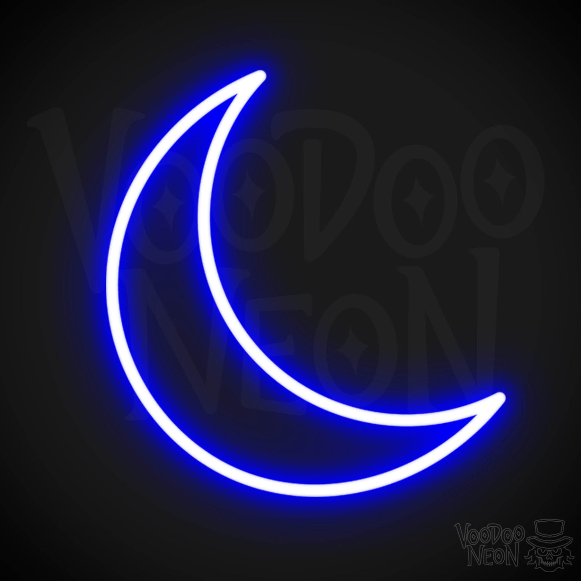 Crescent Moon Neon Sign - Neon Crescent Moon Sign - Color Dark Blue