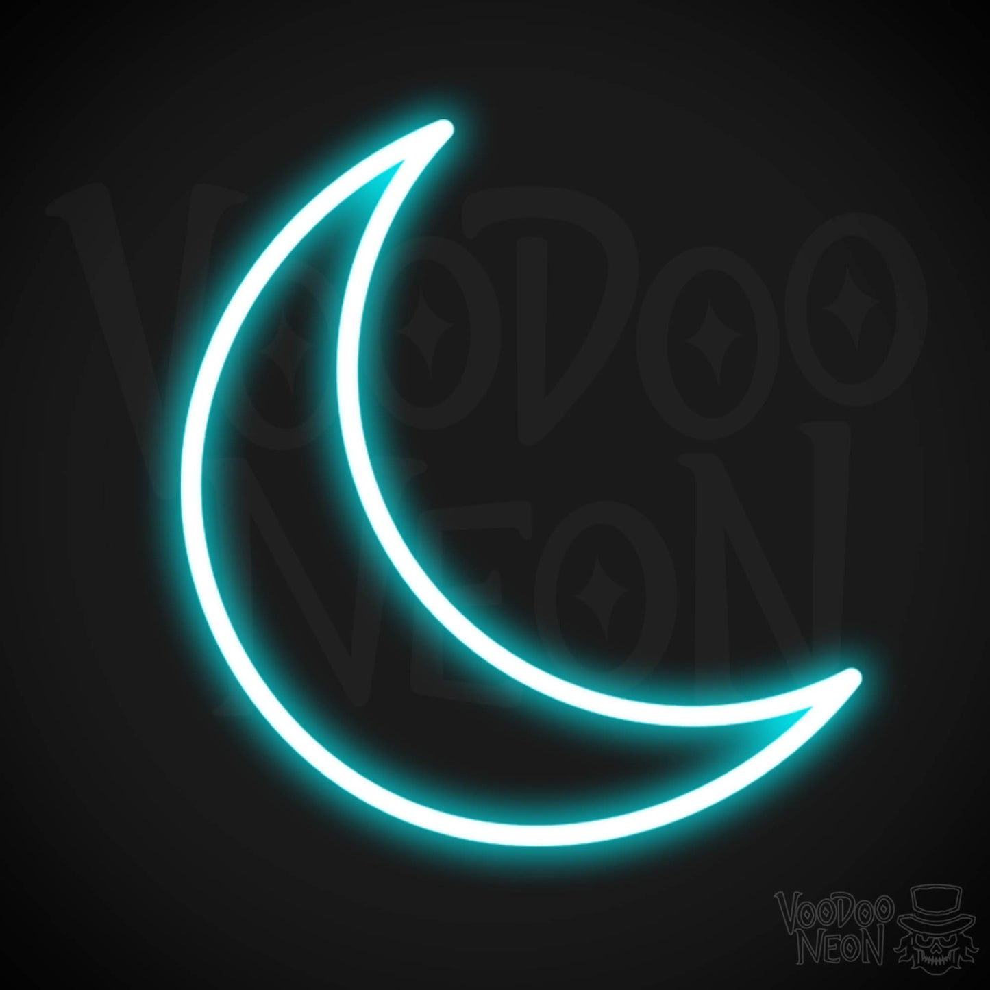 Crescent Moon Neon Sign - Neon Crescent Moon Sign - Color Ice Blue