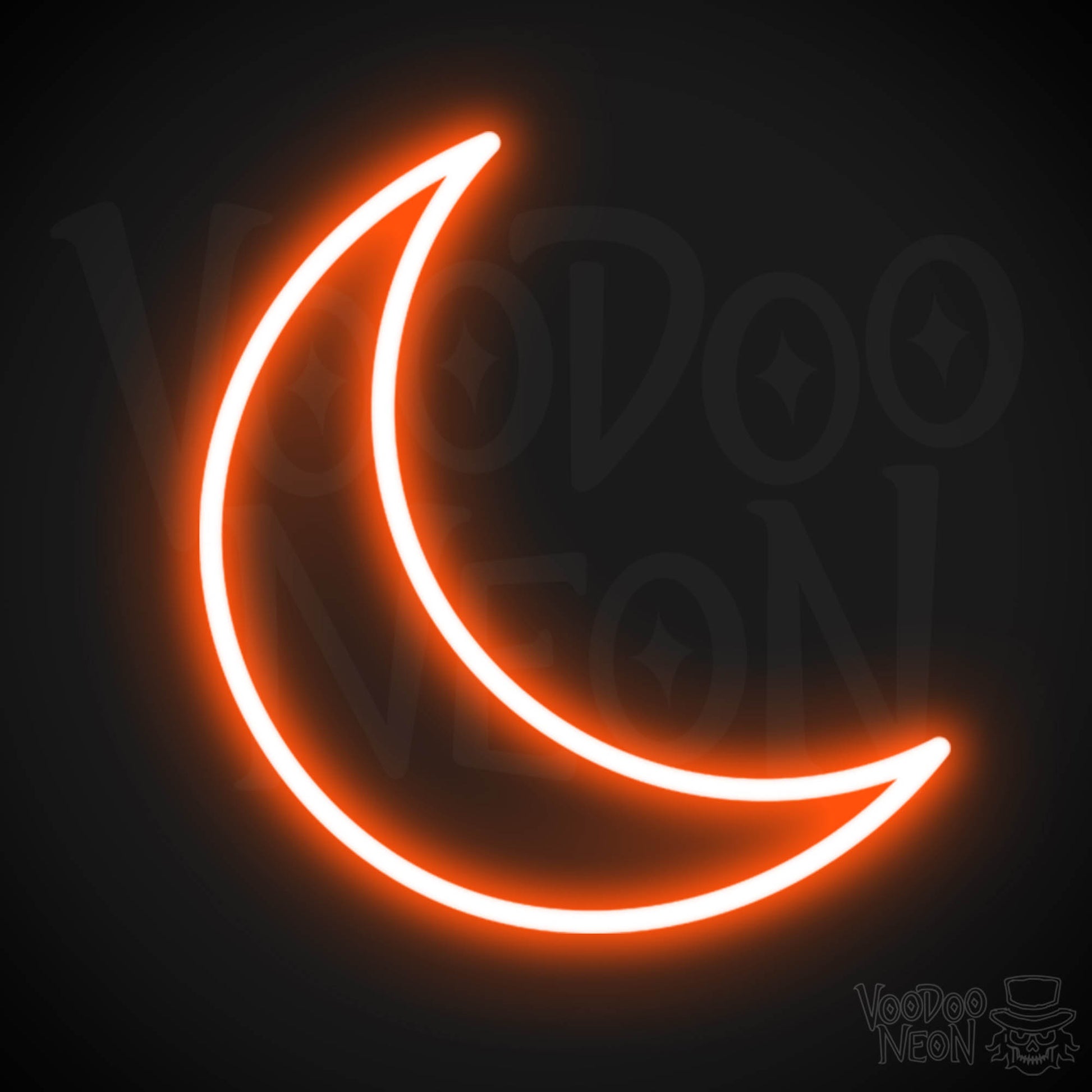 Crescent Moon Neon Sign - Neon Crescent Moon Sign - Color Orange