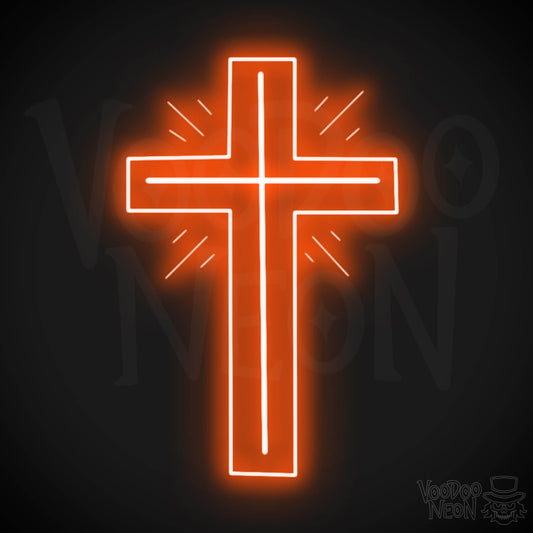 Neon Cross Sign - Neon Cross Wall Art - Cross Neon Sign - Color Orange