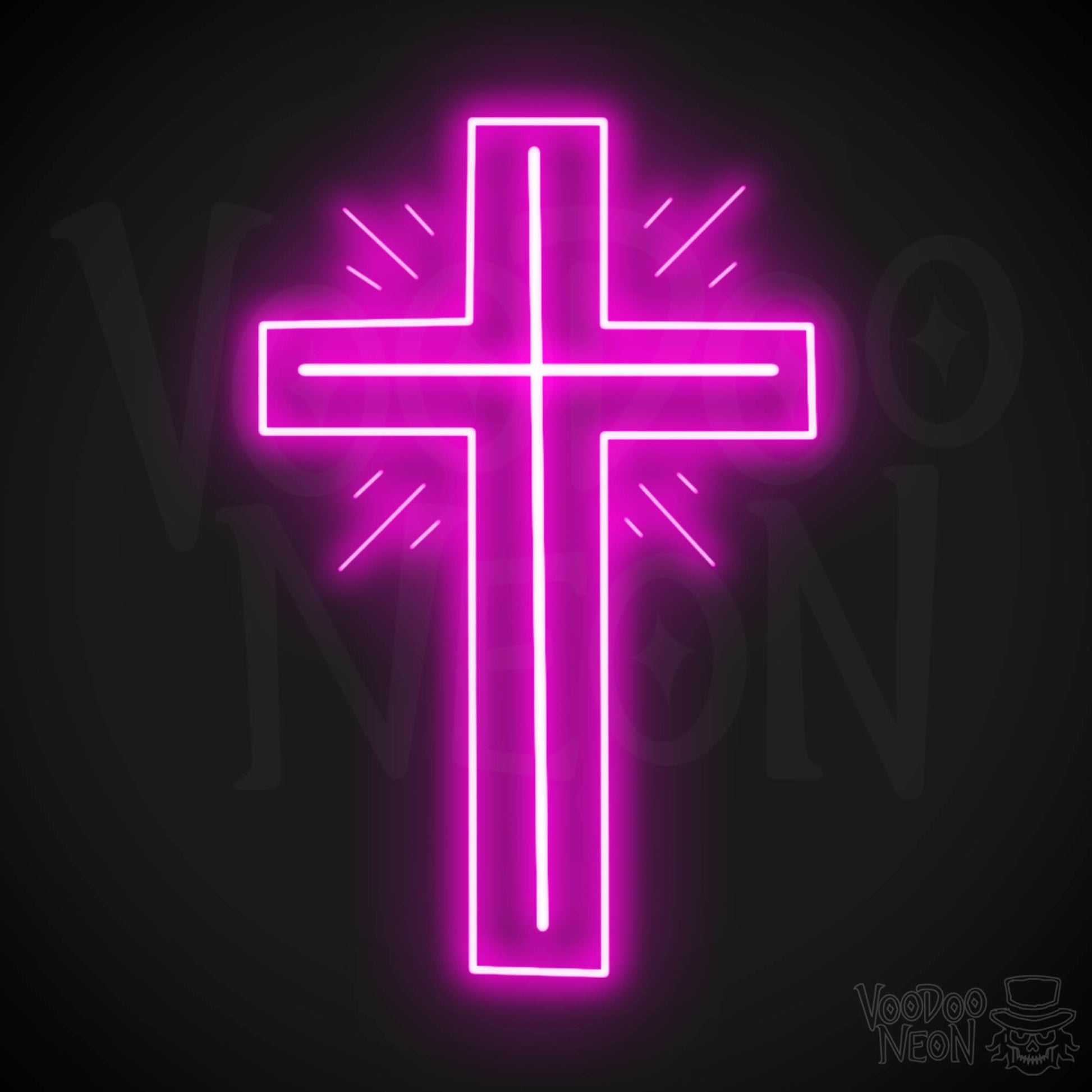 Neon Cross Sign - Neon Cross Wall Art - Cross Neon Sign - Color Pink
