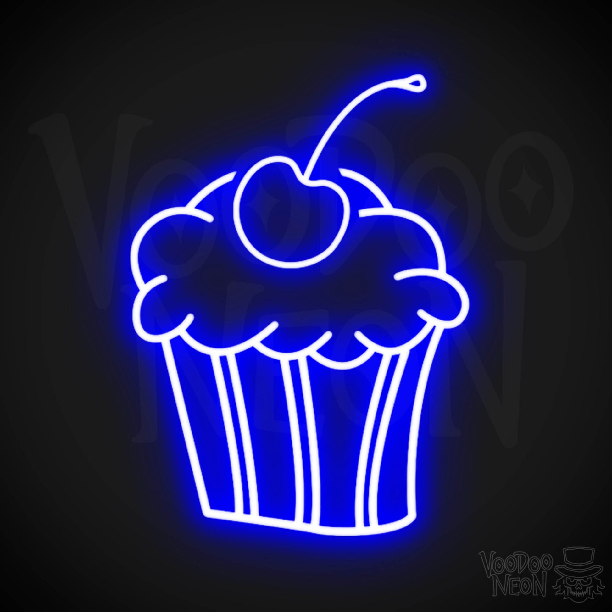 Cupcakes Neon Sign - Neon Cupcakes Sign - Light Up Sign - Wall Art - Color Dark Blue