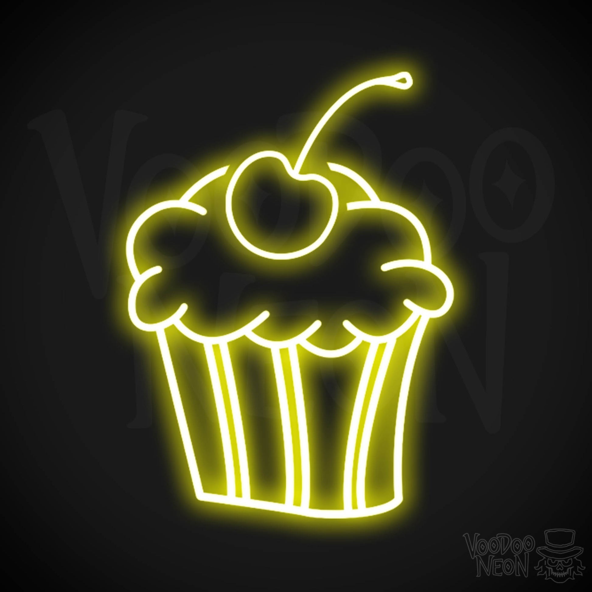 Cupcakes Neon Sign - Neon Cupcakes Sign - Light Up Sign - Wall Art - Color Yellow