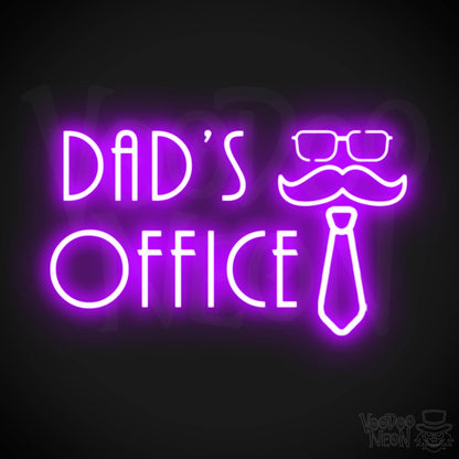Dads Office Neon Sign - Neon Dads Office Sign - Neon Wall Art - Color Purple