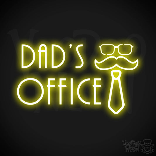 Dads Office Neon Sign - Neon Dads Office Sign - Neon Wall Art - Color Yellow
