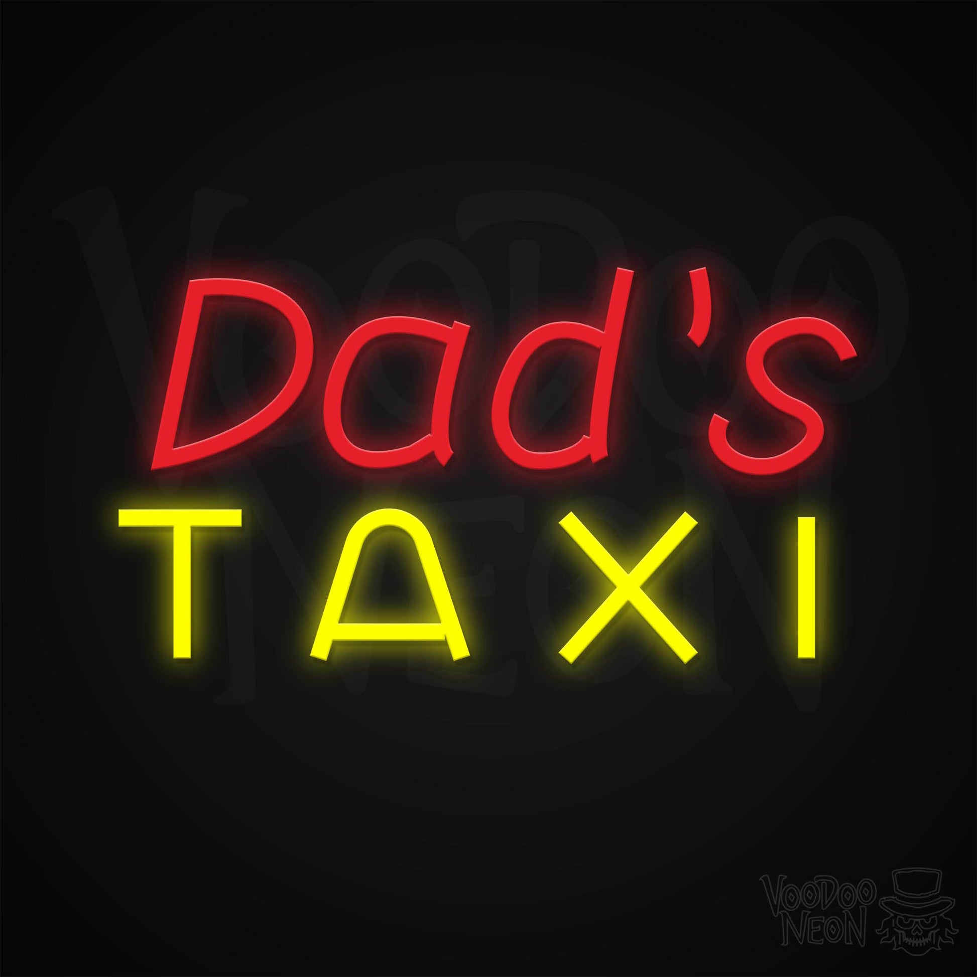 Dads Taxi Neon Sign - Multi-Color - Blackwall