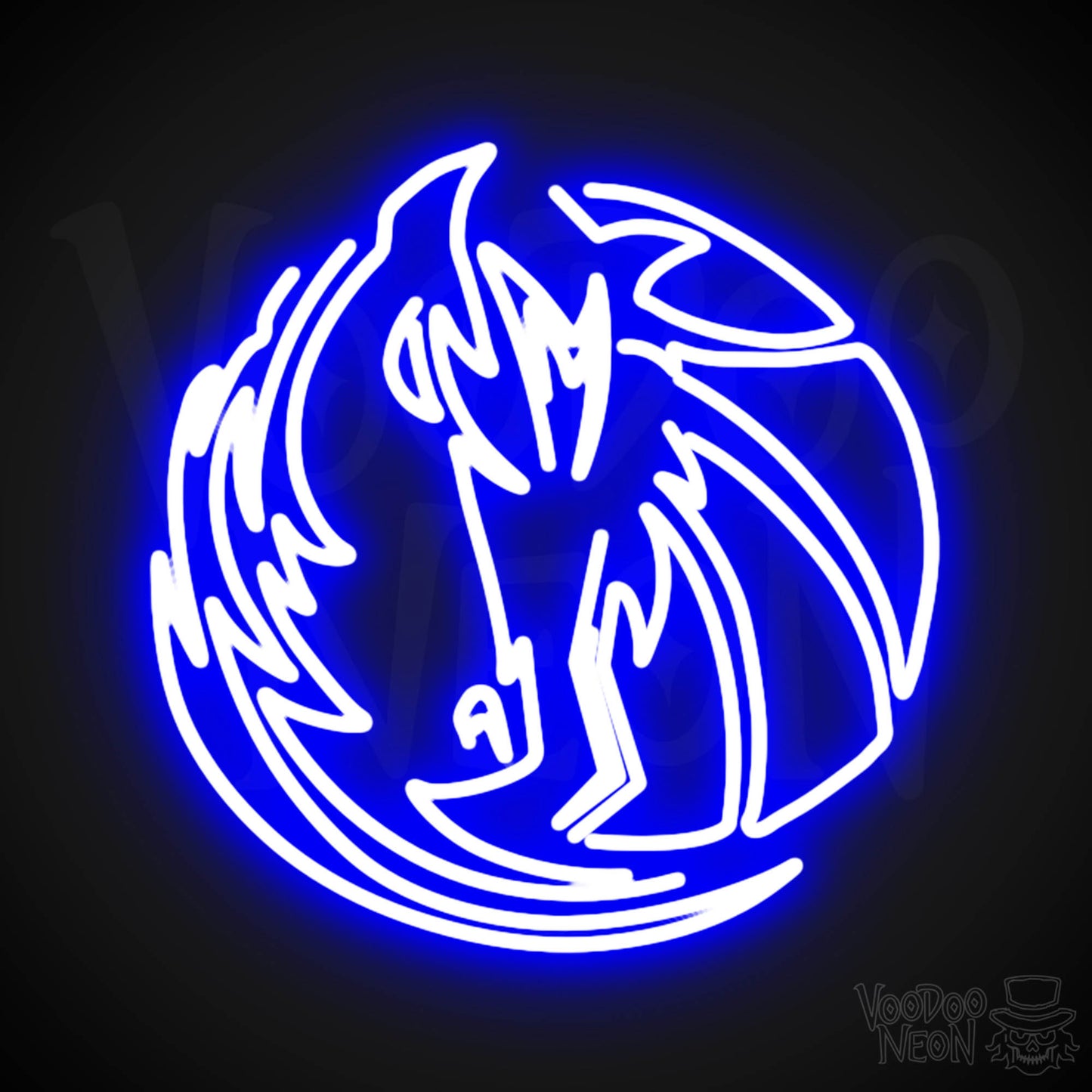 Dallas Mavericks Neon Sign - Dallas Mavericks Sign - Neon Mavericks Wall Art - Color Dark Blue