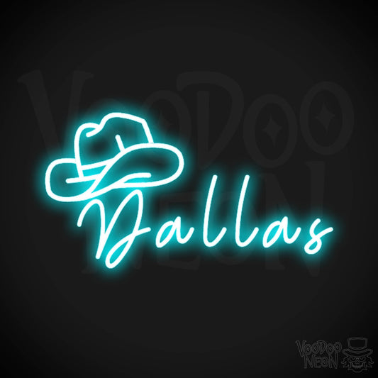Dallas Neon Sign - Neon Dallas Sign - LED Sign - Color Ice Blue