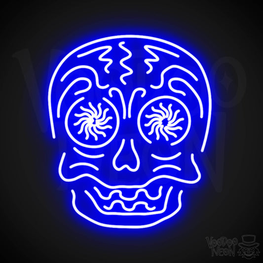 Day Of The Dead Neon Sign - Neon Day Of The Dead Sign - Color Dark Blue