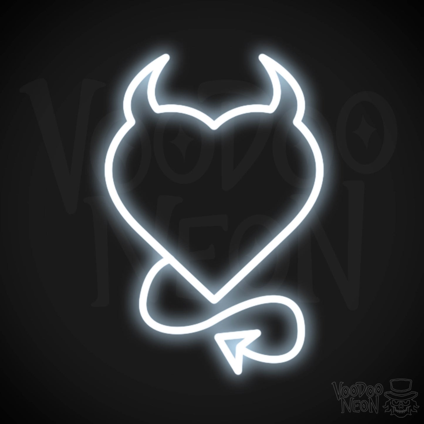 Devil Heart Neon Sign - Devil Heart Sign - Neon Devil Wall Art - Color Cool White