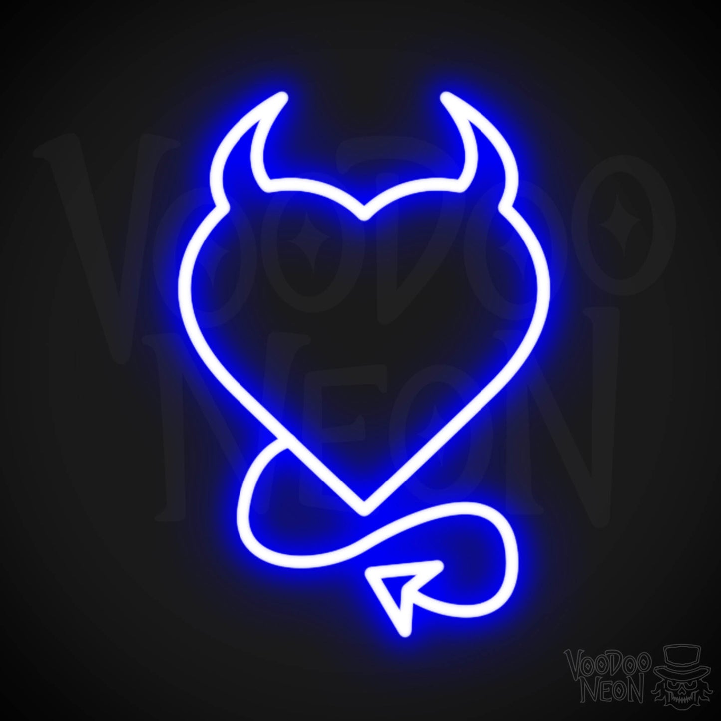 Devil Heart Neon Sign - Devil Heart Sign - Neon Devil Wall Art - Color Dark Blue