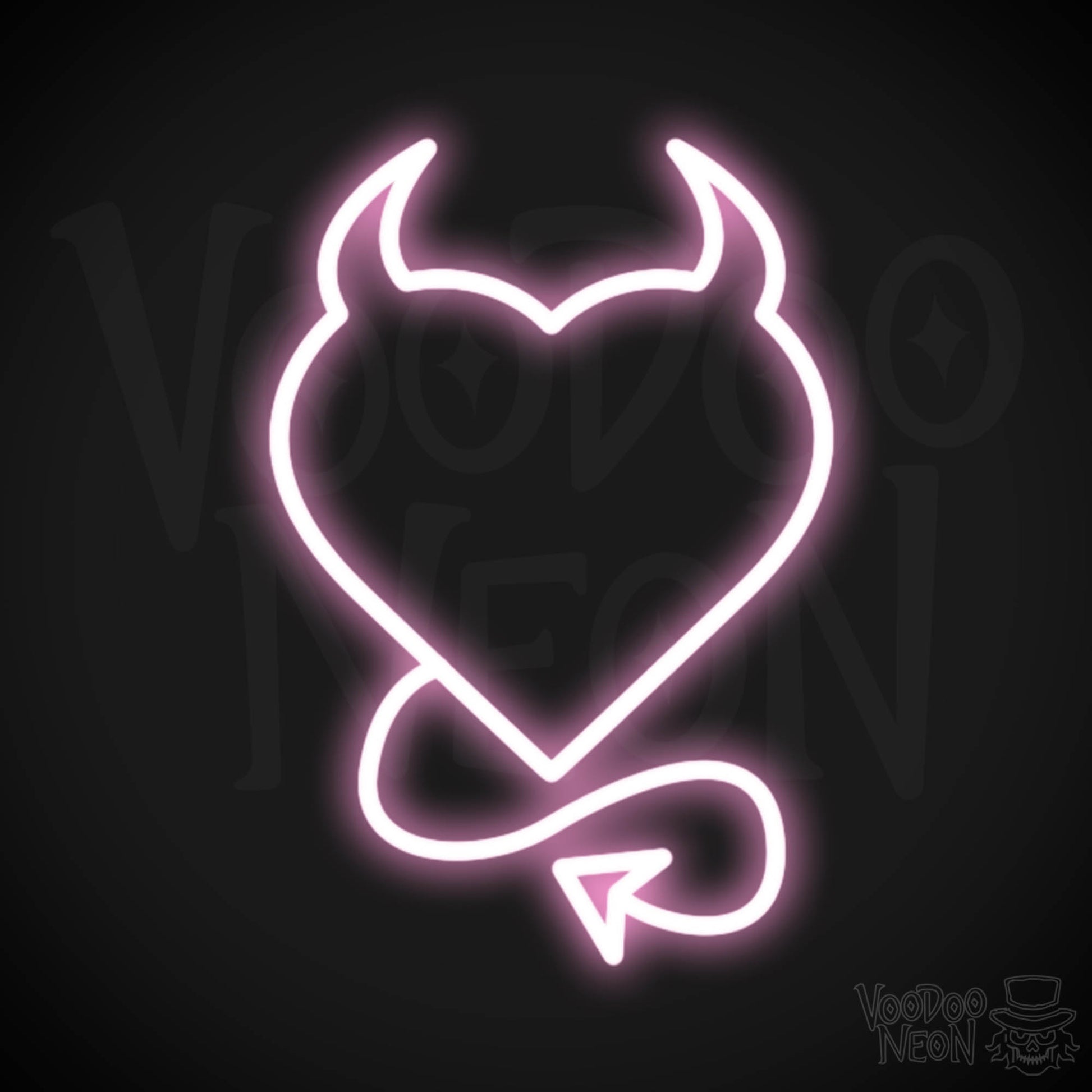 Devil Heart Neon Sign - Devil Heart Sign - Neon Devil Wall Art - Color Light Pink