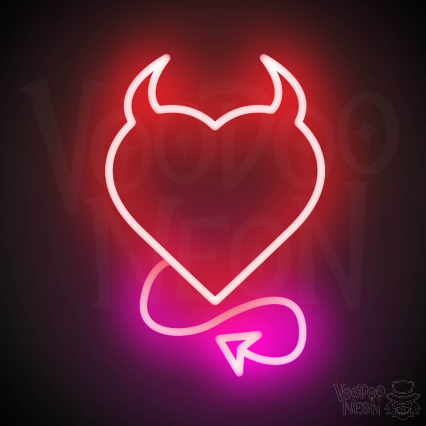 Devil Heart Neon Sign - Devil Heart Sign - Neon Devil Wall Art - Color Multi-Color