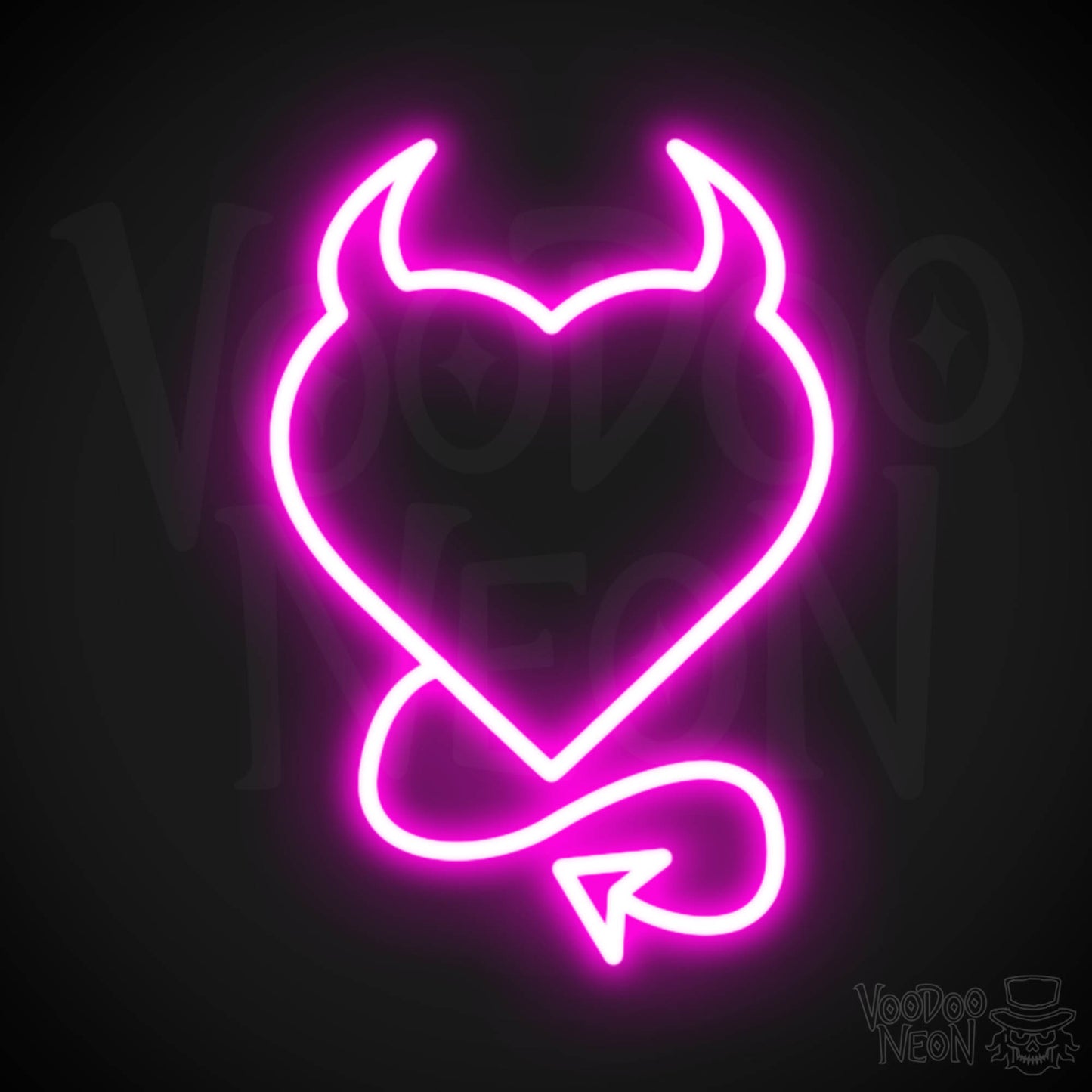 Devil Heart Neon Sign - Devil Heart Sign - Neon Devil Wall Art - Color Pink