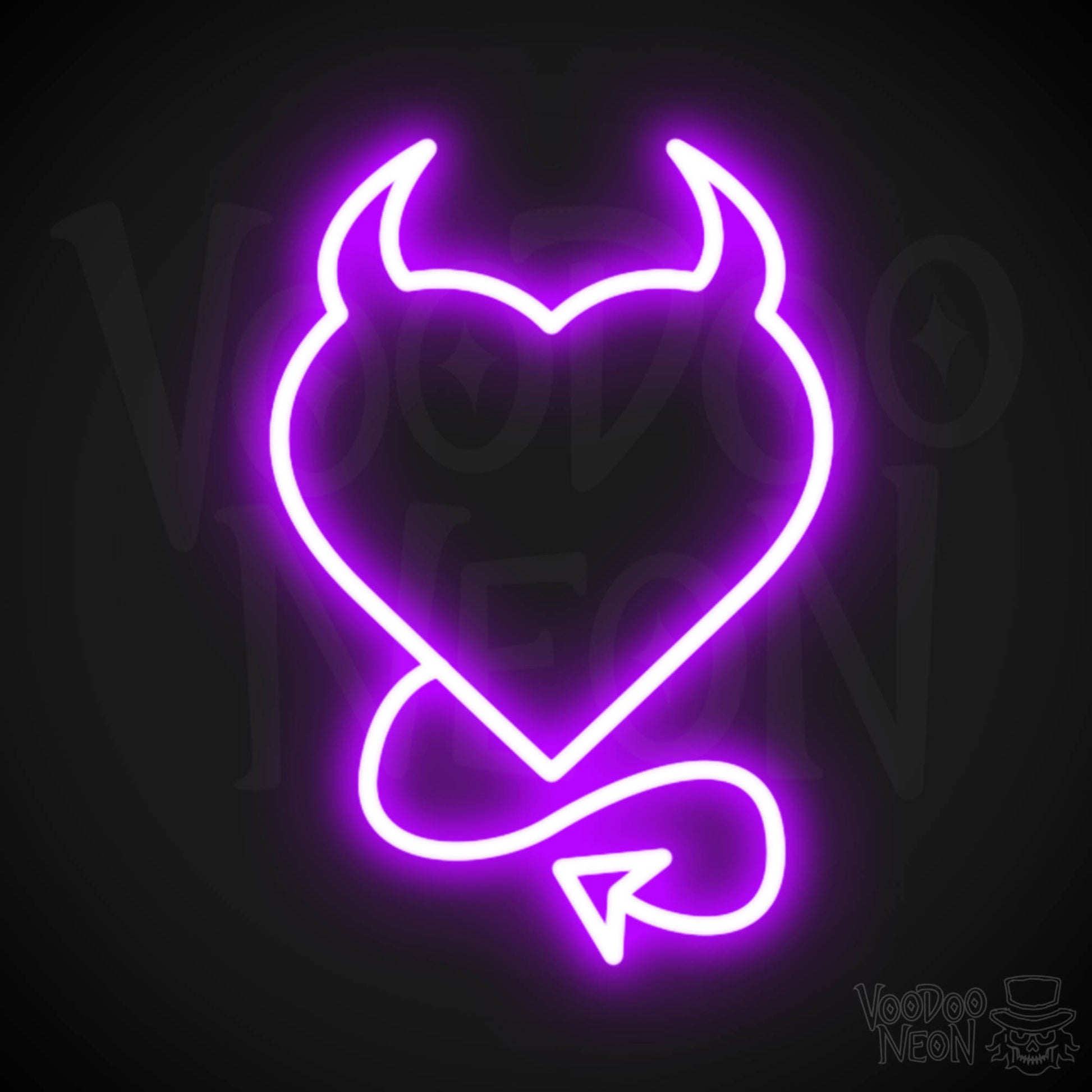 Devil Heart Neon Sign - Devil Heart Sign - Neon Devil Wall Art - Color Purple