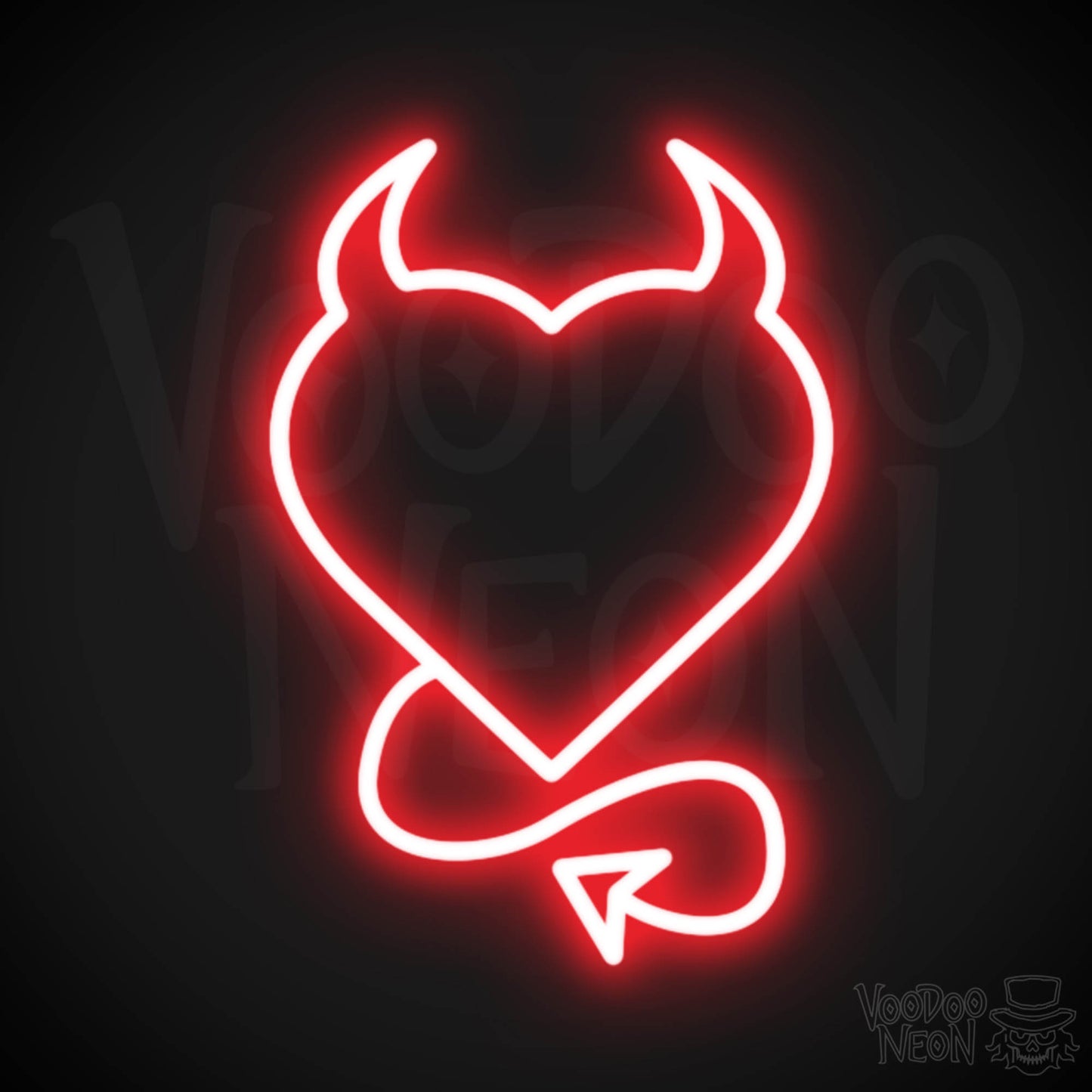 Devil Heart Neon Sign - Devil Heart Sign - Neon Devil Wall Art - Color Red
