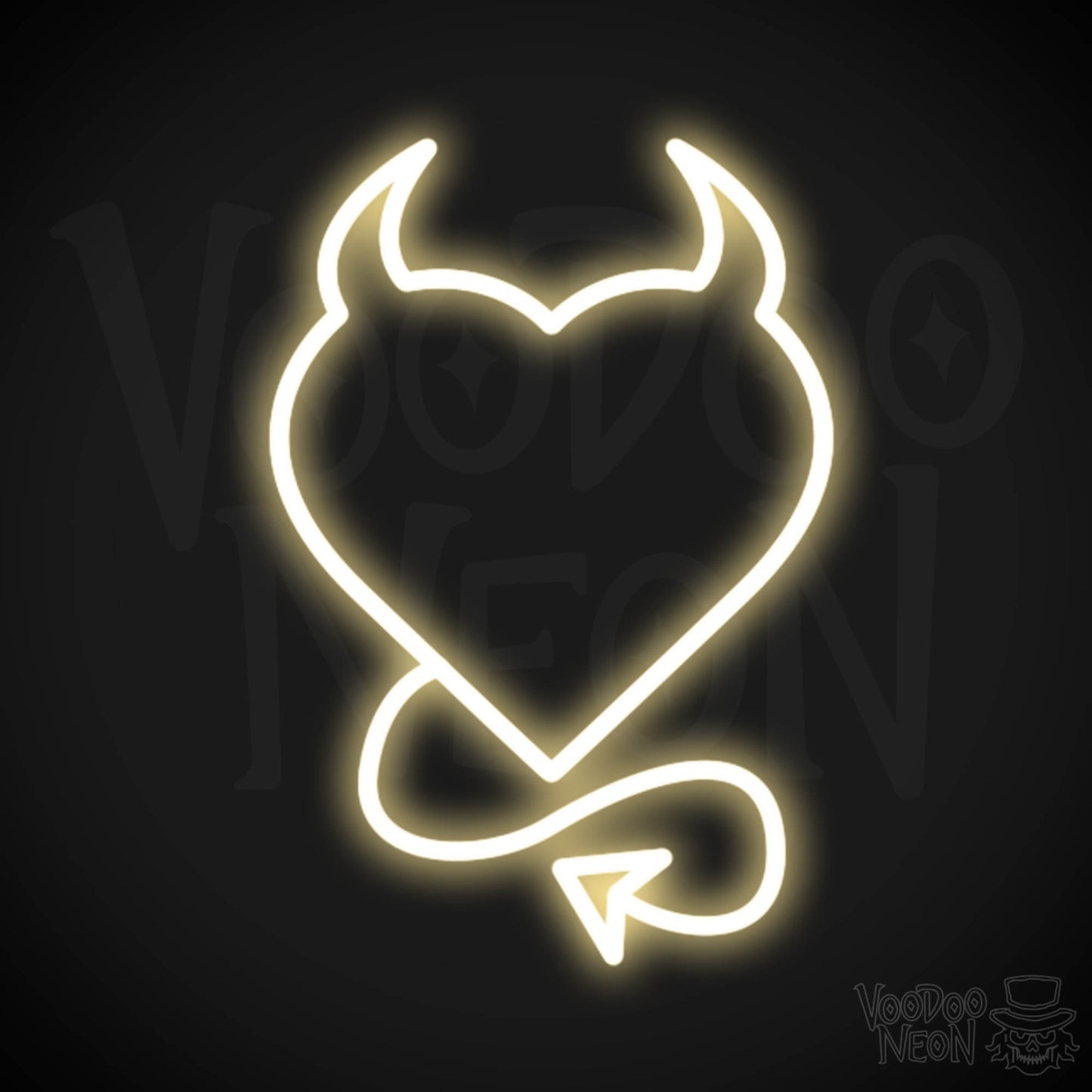 Devil Heart Neon Sign - Devil Heart Sign - Neon Devil Wall Art - Color Warm White