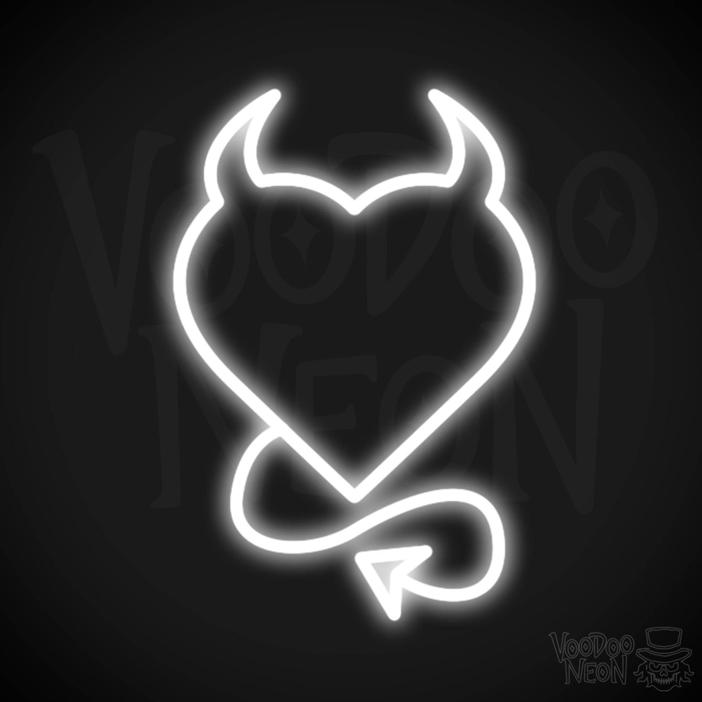 Devil Heart Neon Sign - Devil Heart Sign - Neon Devil Wall Art - Color White