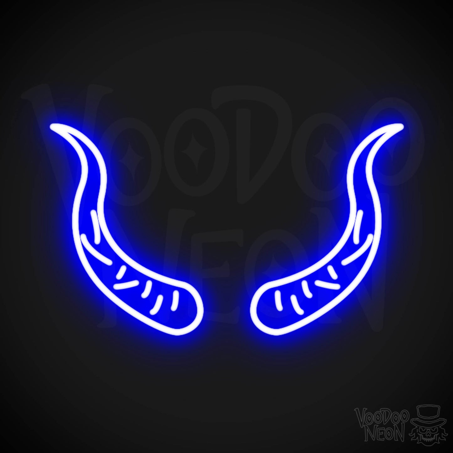 Devil Horns Neon Sign - Neon Devil Horns - LED Neon Wall Art - Color Dark Blue