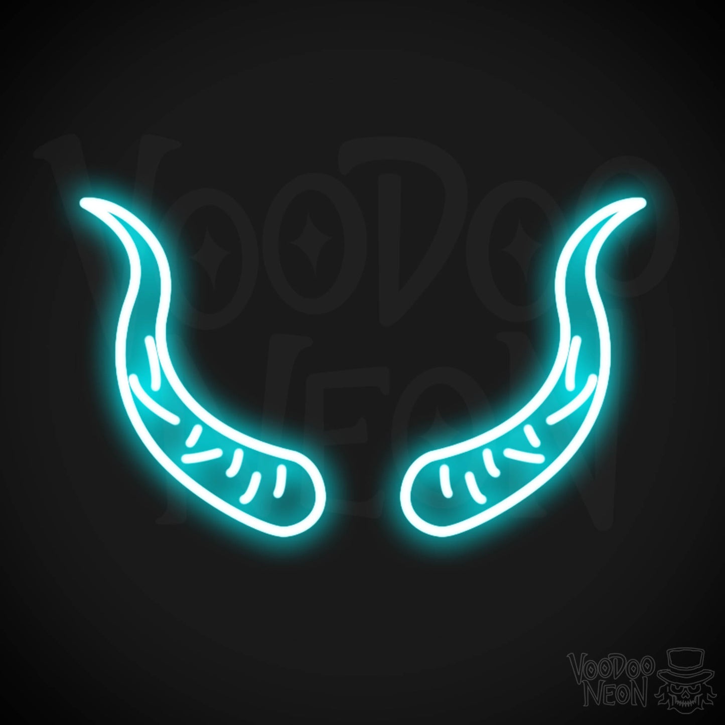 Devil Horns Neon Sign - Neon Devil Horns - LED Neon Wall Art - Color Ice Blue