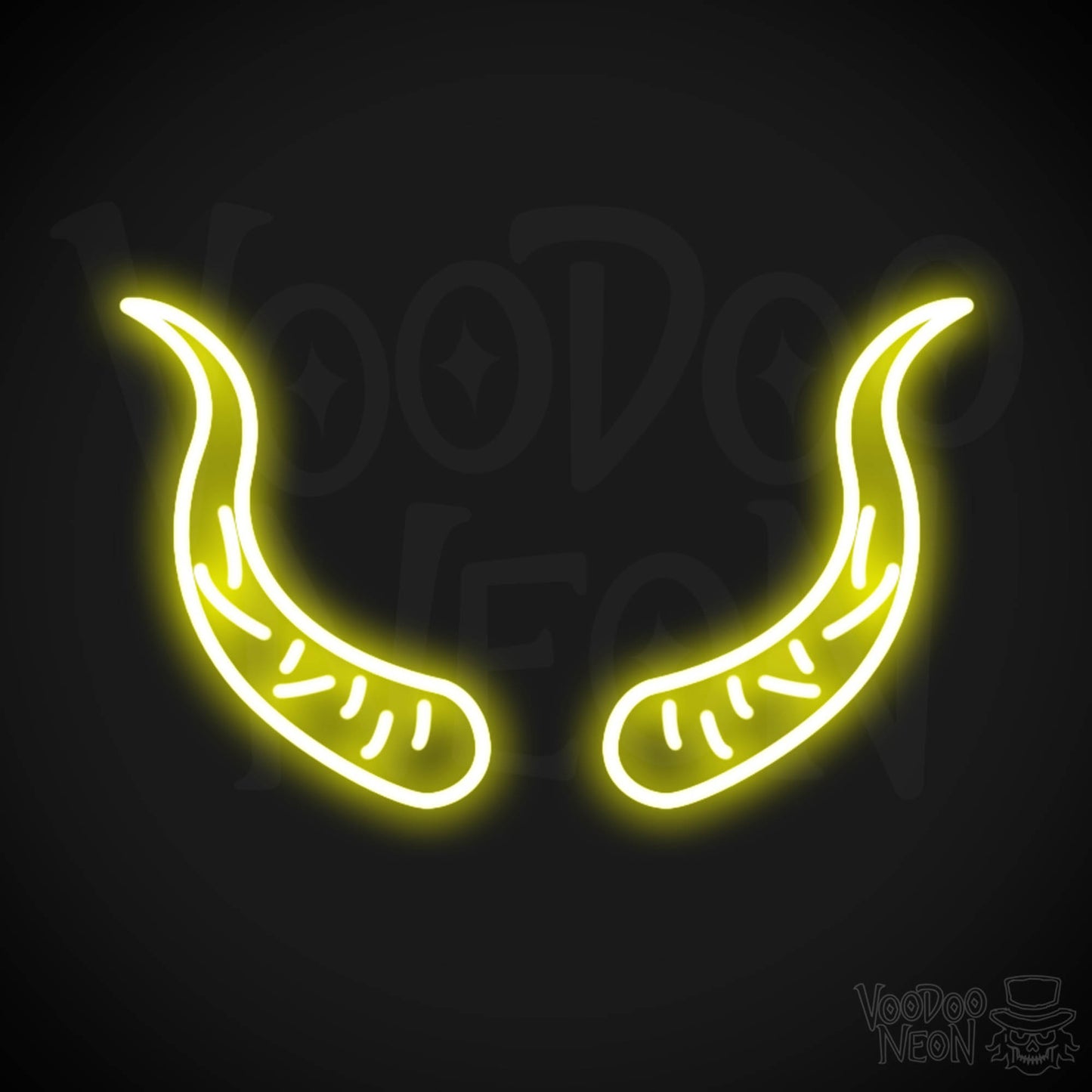 Devil Horns Neon Sign - Neon Devil Horns - LED Neon Wall Art - Color Yellow