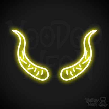 Devil Horns Neon Sign - Neon Devil Horns - LED Neon Wall Art - Color Yellow