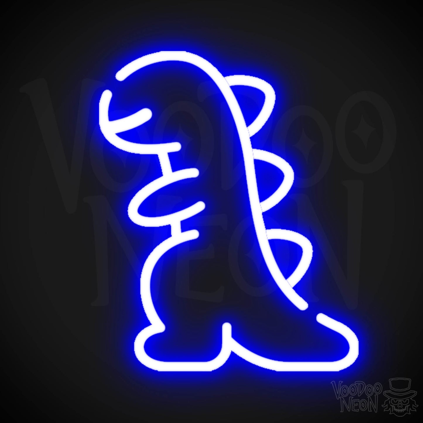 Dinosaur Neon Sign - Neon Dinosaur Sign - LED Wall Art - Color Dark Blue