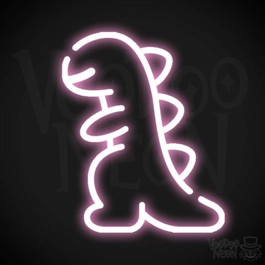 Dinosaur Neon Sign - Neon Dinosaur Sign - LED Wall Art - Color Light Pink