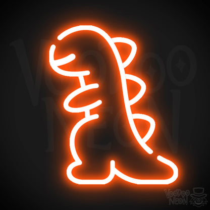 Dinosaur Neon Sign - Neon Dinosaur Sign - LED Wall Art - Color Orange