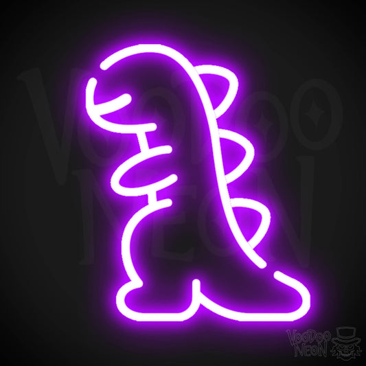 Dinosaur Neon Sign - Neon Dinosaur Sign - LED Wall Art - Color Purple