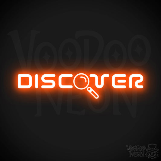 Discover Neon Sign - Neon Discover Sign - Word Sign - Color Orange